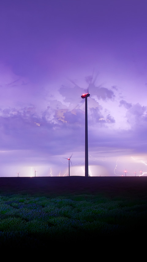 View of endless lavender field under the stormy night sky screenshot