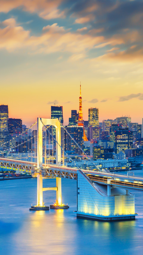 Rainbow Bridge during Sunset, Tokyo screenshot