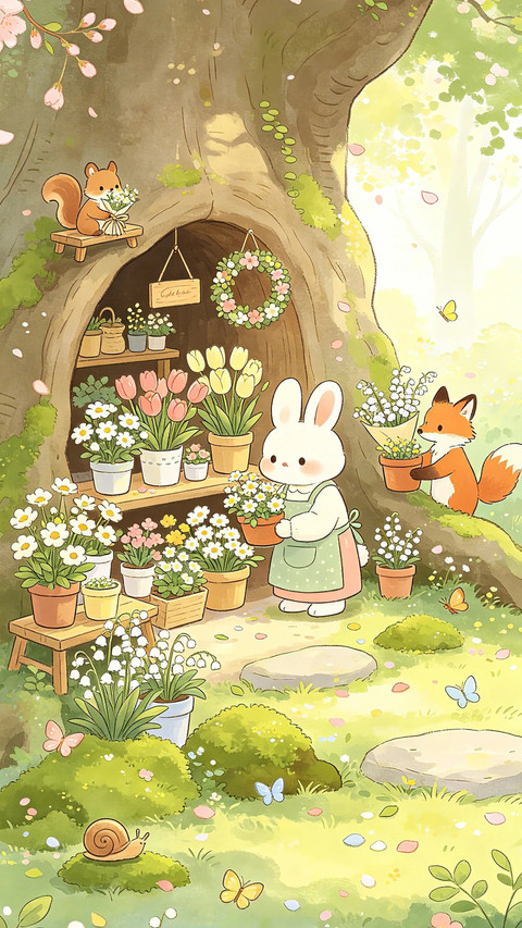 治愈卡通插画壁纸-锐景创意 screenshot