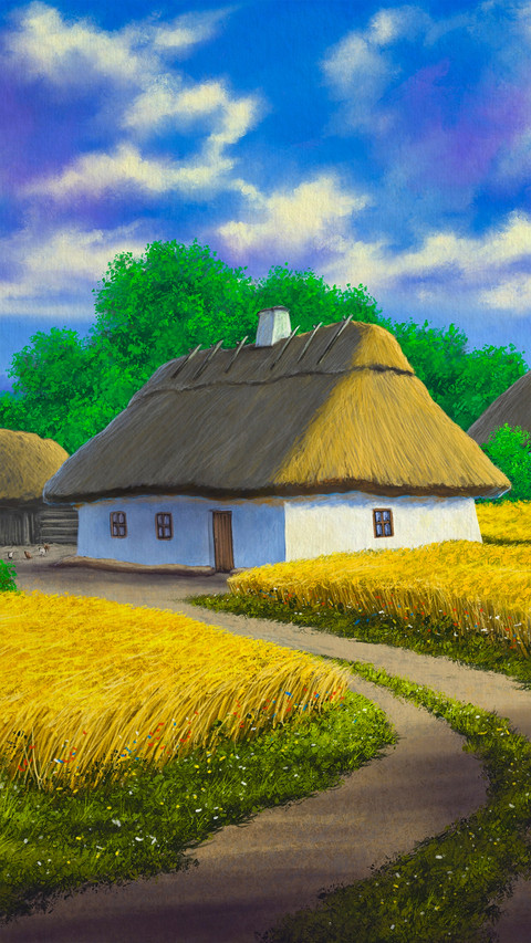 Rural Countryside Farmland Oil Painting screenshot