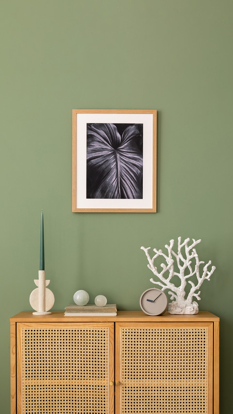 Stylish bedroom interior design with mock up poster frame screenshot