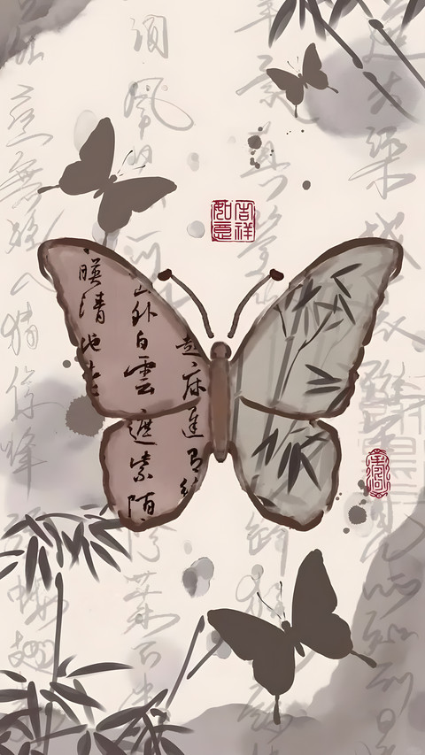 古风蝴蝶壁纸-锐景创意 screenshot