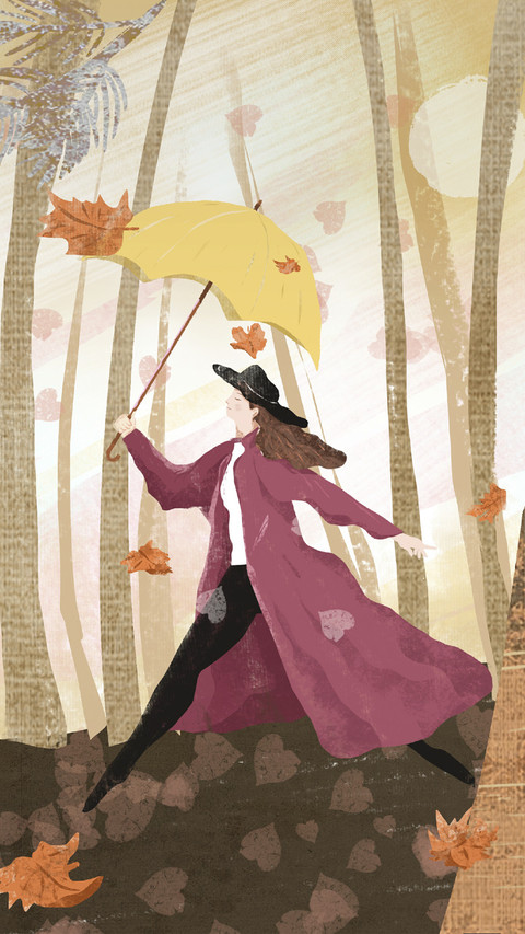 Lovely Girl Walking in Autumn Forest screenshot