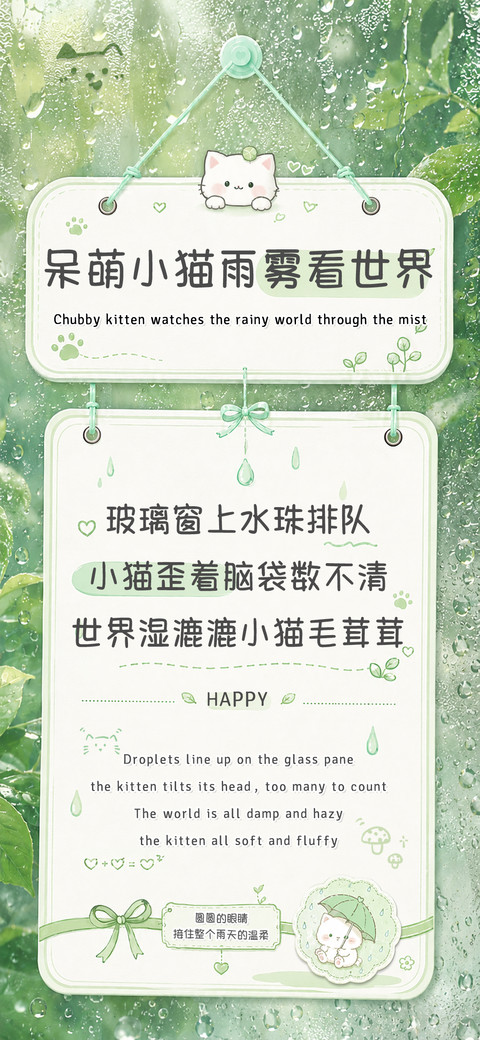 呆萌小猫雨雾看世界 screenshot
