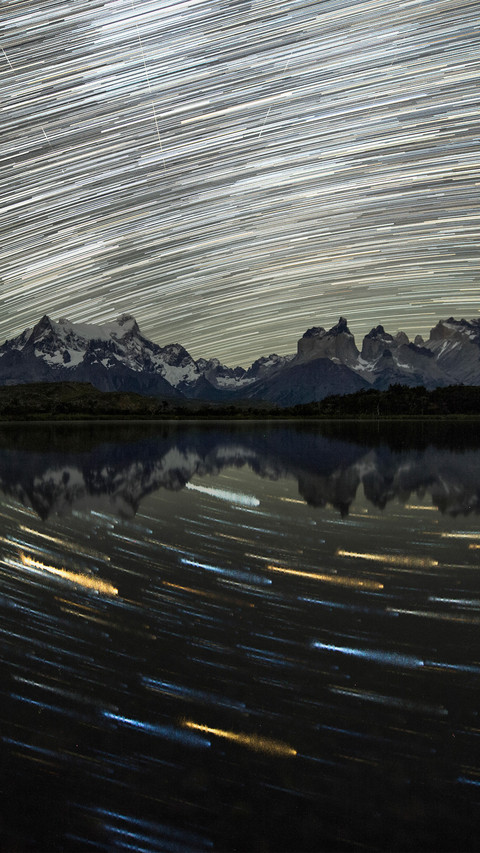 Star trails in torres del paine national park screenshot