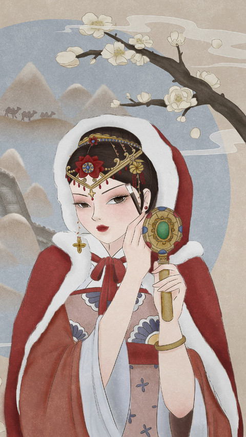 Woman in Red Robe Looking in The Mirror screenshot
