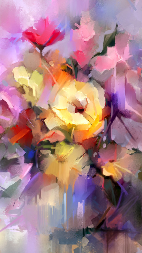 Flowers in spring oil painting colors screenshot