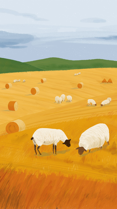 A painting of sheep in the mountains screenshot
