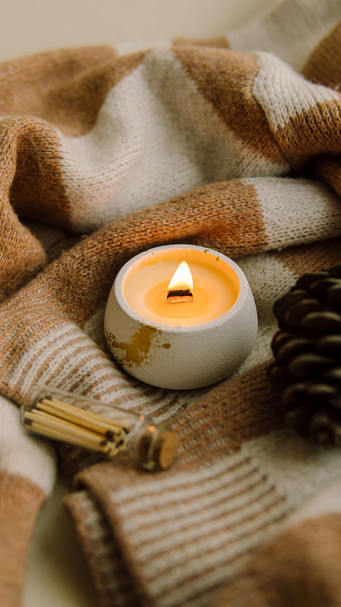 Interior candle in a plaster candlestick screenshot