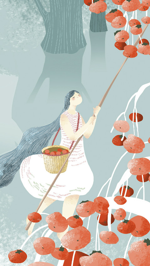 Girl Picking Persimmons screenshot