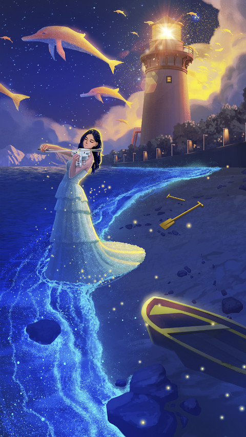 Girl Playing Violin by Sea screenshot