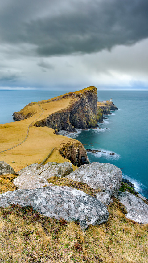 Dark and moody clouds over Neist Point screenshot