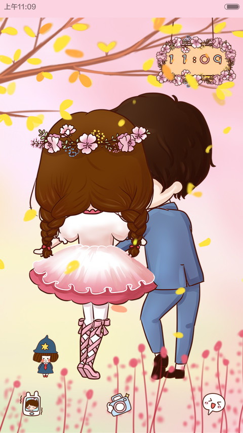 小薇与光光花雨下的爱恋【多锁屏+音乐界面+自由桌面】 screenshot