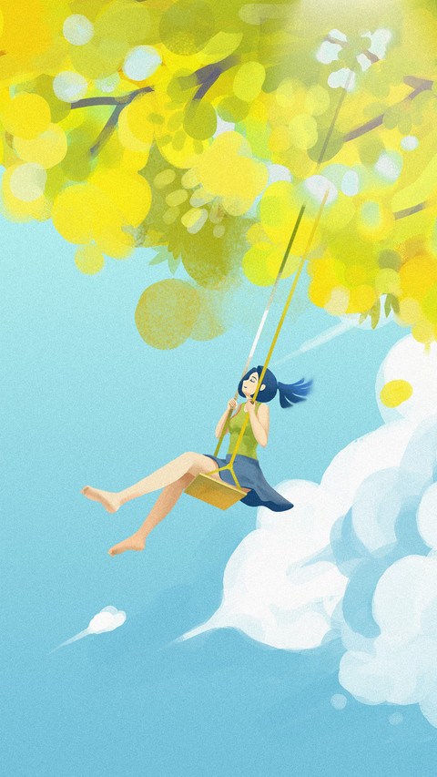 A Girl Swinging on a Big Tree screenshot
