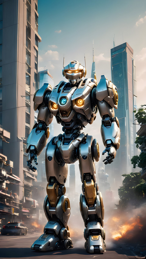 A sophisticated and capable guardian robot standing proudly screenshot