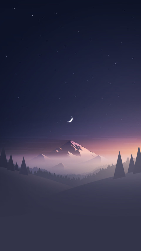Mountains-Moon-Trees-Minimalism-Hd-Wallpaper-1080x1920 screenshot