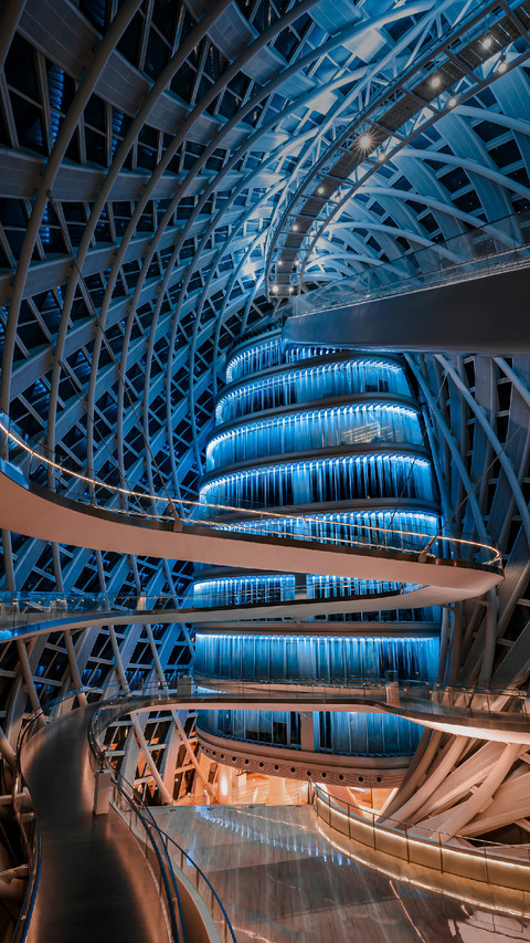 The Spiral Staircase is Inside The Steel Structure Building screenshot