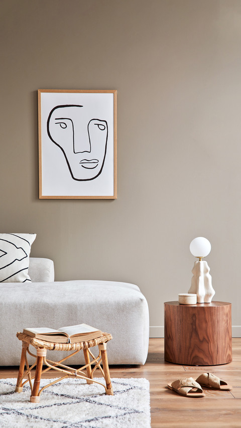 Living Room with Stylish Sofa, Coffee Table And Dired Flower screenshot