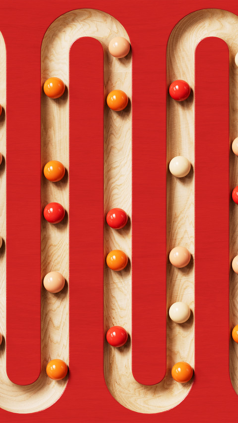 The small ball in the red path screenshot