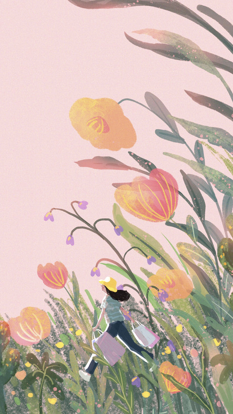 Girl Runs in Flower Field screenshot