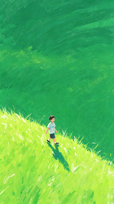 绿色风景插画壁纸-锐景创意 screenshot