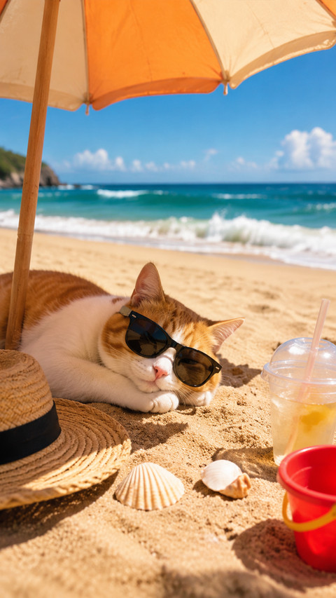 Adorable vacation cat screenshot
