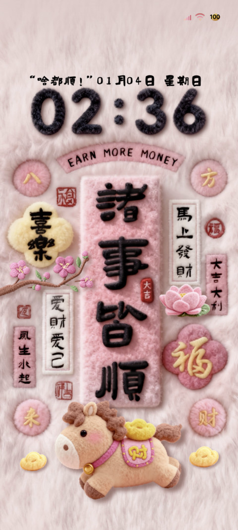 毛绒文字 马上发财 screenshot