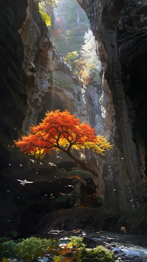 Vibrant Oasis in a Rocky Canyon screenshot
