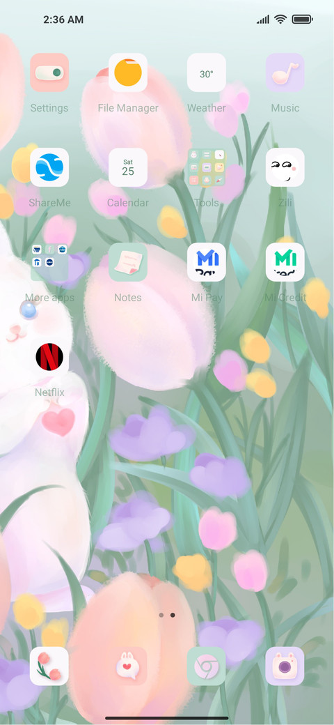 Rabbits in flowers screenshot
